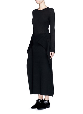 Figure View - Click To Enlarge - MS MIN - Drape flap wool blend knit skirt
