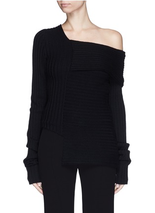 Main View - Click To Enlarge - MS MIN - One-shoulder wool blend sweater