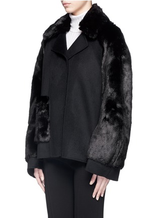 Front View - Click To Enlarge - MS MIN - Faux fur panel wool-cashmere coat