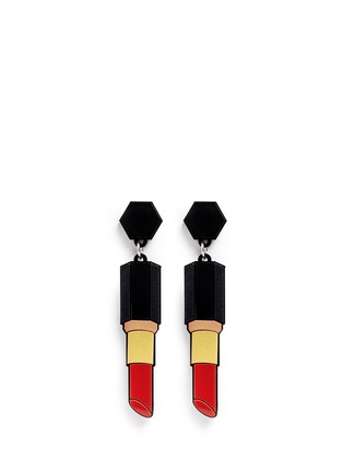 Main View - Click To Enlarge - YAZBUKEY - 'Lipstick' Plexiglas clip earrings