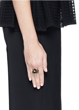 Figure View - Click To Enlarge - IOSSELLIANI - Floral stud zircon pavé stacked ring