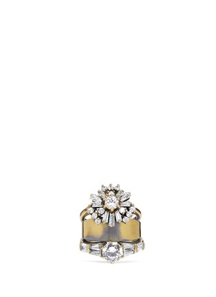 Main View - Click To Enlarge - IOSSELLIANI - Floral stud zircon stacked ring
