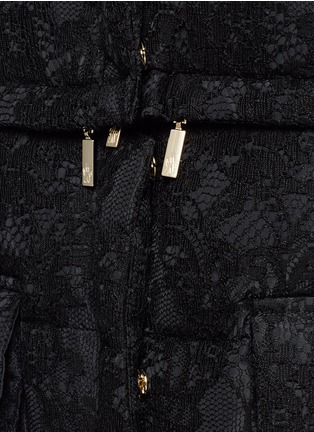 Detail View - Click To Enlarge - MONCLER - 'Bettina' detachable hem lace overlay down jacket