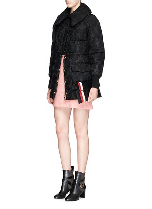 Figure View - Click To Enlarge - MONCLER - 'Bettina' detachable hem lace overlay down jacket