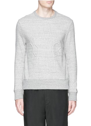 Main View - Click To Enlarge - MONCLER - Embossed logo cotton-wool sweatshirt