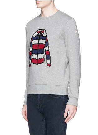 Front View - Click To Enlarge - MONCLER - Down jacket embroidery sweatshirt