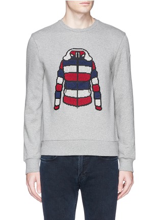 Main View - Click To Enlarge - MONCLER - Down jacket embroidery sweatshirt