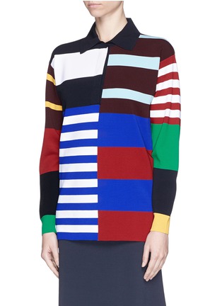 Front View - Click To Enlarge - STELLA MCCARTNEY - Multi stripe knit polo pullover