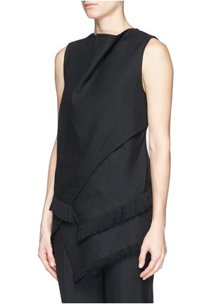 Front View - Click To Enlarge - 3.1 PHILLIP LIM - Drape wrap silk wool combo fringe top