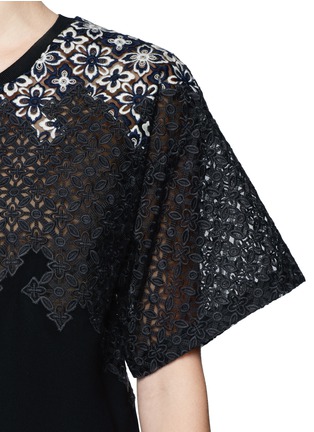 Detail View - Click To Enlarge - 3.1 PHILLIP LIM - Floral lace embroidery silk T-shirt