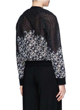 Back View - Click To Enlarge - 3.1 PHILLIP LIM - Silk trim floral lace embroidery bomber jacket