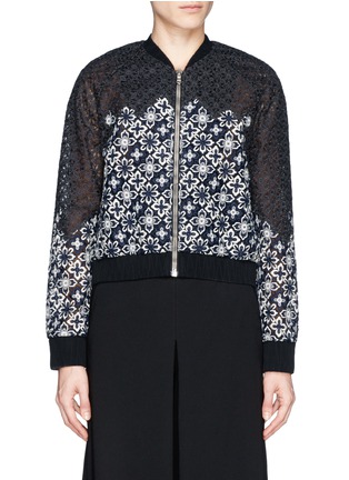Main View - Click To Enlarge - 3.1 PHILLIP LIM - Silk trim floral lace embroidery bomber jacket