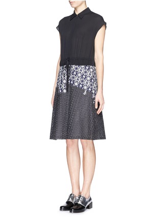 Figure View - Click To Enlarge - 3.1 PHILLIP LIM - Floral lace embroidery crepe bodice dress