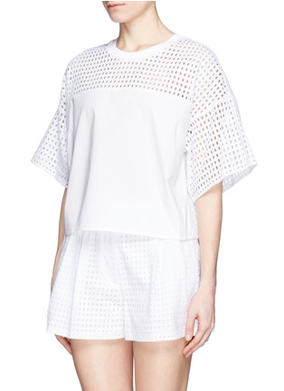 Front View - Click To Enlarge - 3.1 PHILLIP LIM - Mixed lace cropped shirt