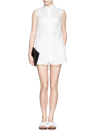 Figure View - Click To Enlarge - 3.1 PHILLIP LIM - Mixed lace sleeveless shirt