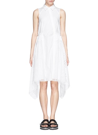 Main View - Click To Enlarge - 3.1 PHILLIP LIM - Asymmetric lace godet cotton dress