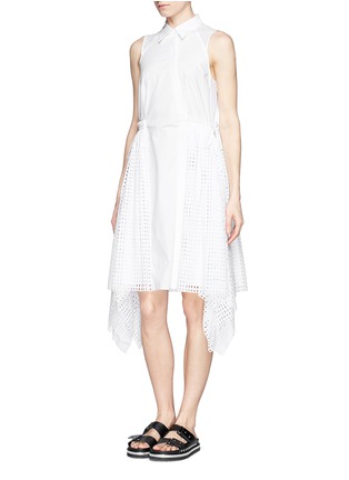 Figure View - Click To Enlarge - 3.1 PHILLIP LIM - Asymmetric lace godet cotton dress