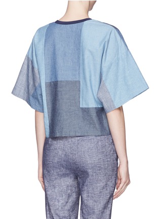 Back View - Click To Enlarge - 3.1 PHILLIP LIM - Denim patchwork wide sleeve T-shirt