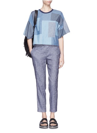 Figure View - Click To Enlarge - 3.1 PHILLIP LIM - Denim patchwork wide sleeve T-shirt