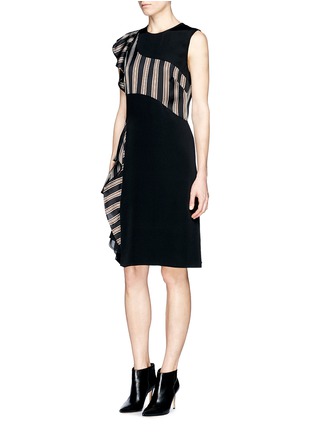 Front View - Click To Enlarge - 3.1 PHILLIP LIM - Cascading stripe panel ruffle silk satin dress