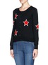 Front View - Click To Enlarge - MARKUS LUPFER - 'Star Intarsia Jewelled' April cardigan