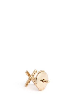 Back View - Click To Enlarge - LOQUET LONDON - Diamond 14k yellow gold cross single earring - Give a Kiss