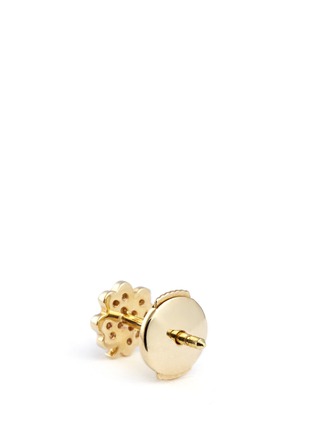 Detail View - Click To Enlarge - LOQUET LONDON - Diamond 14k yellow gold four leaf clover single earring - Luck