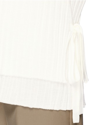 Detail View - Click To Enlarge - HELMUT LANG - Sash overlay wool rib knit sweater