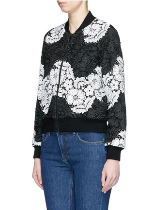 Front View - Click To Enlarge - ALICE & OLIVIA - 'Felisa' floral guipure lace bomber jacket