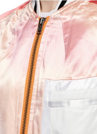 Detail View - Click To Enlarge - HAIDER ACKERMANN - Colourblock patchwork satin bomber jacket