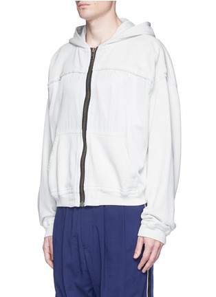 Front View - Click To Enlarge - HAIDER ACKERMANN - Raw edge zip hoodie