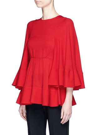 Front View - Click To Enlarge - VALENTINO GARAVANI - Bell sleeve gathered bib front blouse