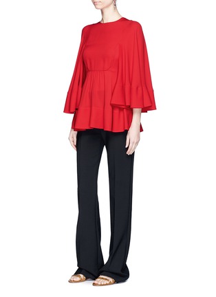 Figure View - Click To Enlarge - VALENTINO GARAVANI - Bell sleeve gathered bib front blouse