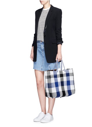 Figure View - Click To Enlarge - TRUSS - Large woven plaid PVC tote