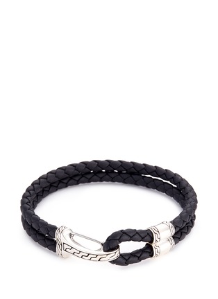 Main View - Click To Enlarge - JOHN HARDY - Silver braided leather hook bracelet