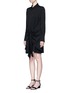 Front View - Click To Enlarge - THEORY - 'Talbilla' tie front silk shirt dress