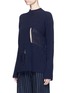 Front View - Click To Enlarge - STELLA MCCARTNEY - Fringed cutout panel cashmere-wool sweater