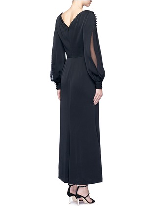 Back View - Click To Enlarge - ALEXANDER MCQUEEN - Chiffon sleeve crepe flared dress