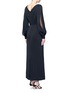 Back View - Click To Enlarge - ALEXANDER MCQUEEN - Chiffon sleeve crepe flared dress
