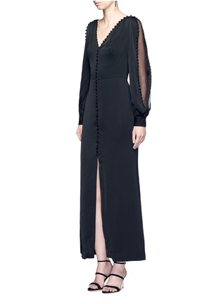 Figure View - Click To Enlarge - ALEXANDER MCQUEEN - Chiffon sleeve crepe flared dress