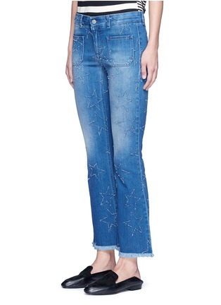 Front View - Click To Enlarge - STELLA MCCARTNEY - Distressed star kick flare denim pants