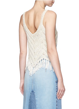 Back View - Click To Enlarge - ALICE & OLIVIA - 'Adelina' dropped stitch knit fringed tank top