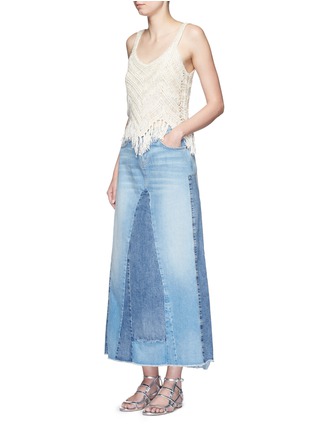 Figure View - Click To Enlarge - ALICE & OLIVIA - 'Adelina' dropped stitch knit fringed tank top