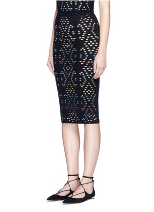 Front View - Click To Enlarge - ALICE & OLIVIA - 'Ani' stripe underlay knit pencil skirt