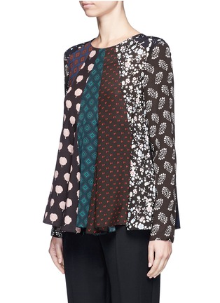 Front View - Click To Enlarge - LANVIN - Mix patchwork print silk top