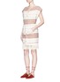 Figure View - Click To Enlarge - ZIMMERMANN - 'Harlequin' stripe cotton fringed poncho dress