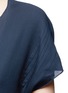 Detail View - Click To Enlarge - VINCE - Pintuck stitch silk split neck blouse