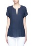 Main View - Click To Enlarge - VINCE - Pintuck stitch silk split neck blouse