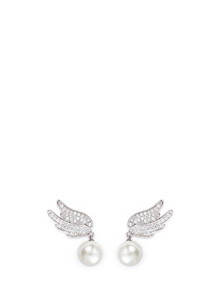 Main View - Click To Enlarge - CZ BY KENNETH JAY LANE - Faux pearl drop cubic zirconia wing earrings