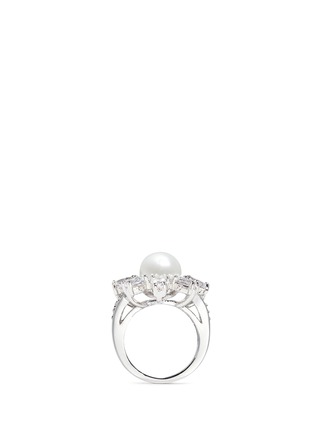 Figure View - Click To Enlarge - CZ BY KENNETH JAY LANE - Cubic zirconia glass pearl floral ring